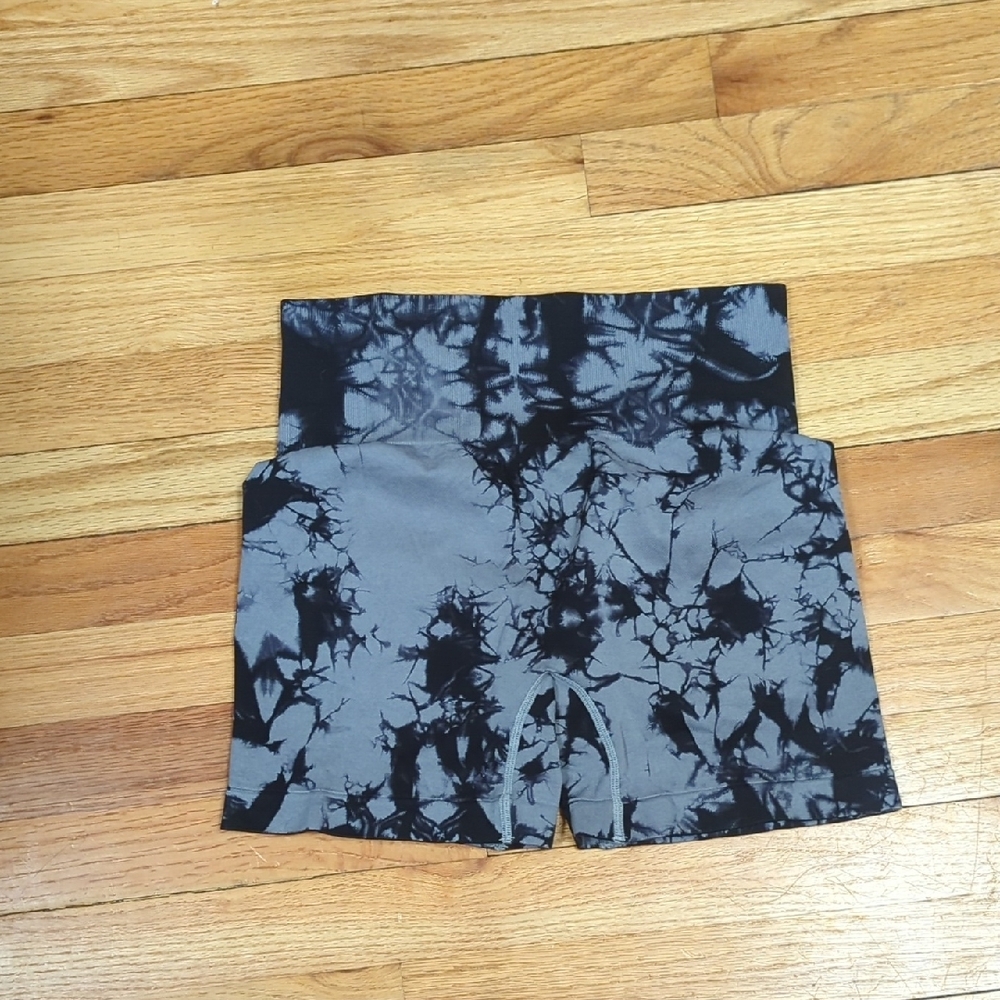 Black and Gray Tie-Dye Shorts